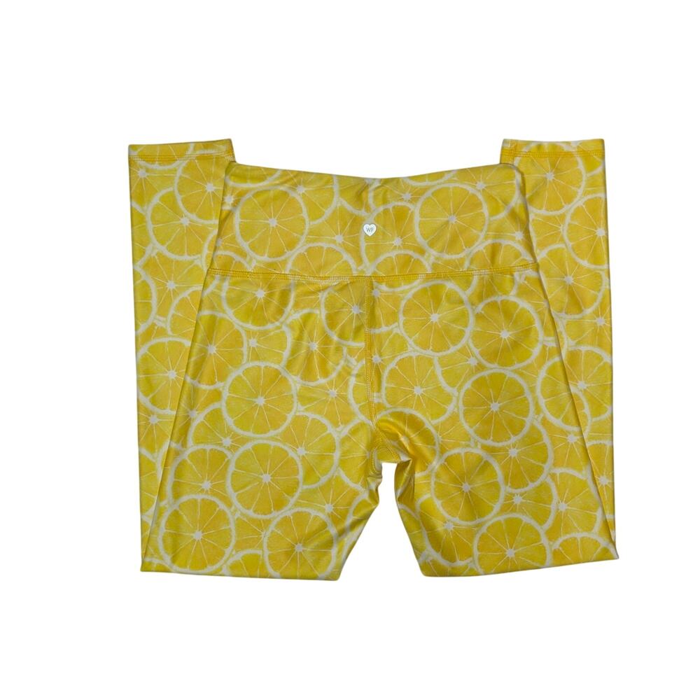 NWT Wildfox Sport Fallon Lemon Print Leggings Yellow White Medium - Picture 2 of 11